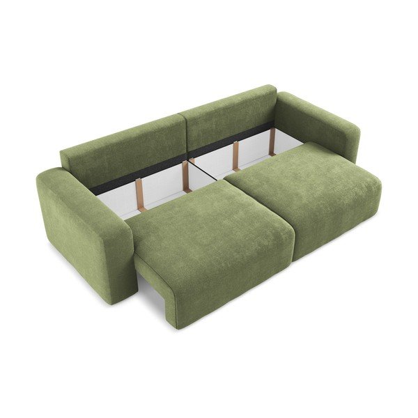Žalios spalvos sulankstoma/su sandėliavimo vieta sofa iš šenilinio audinio 252 cm Kona – Makamii-image-4