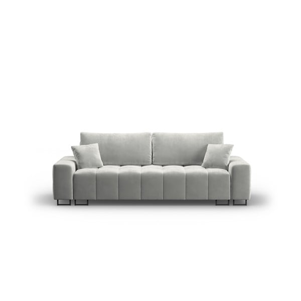 Šviesiai pilkos spalvos iš velveto sulankstoma/su sandėliavimo vieta sofa 250 cm Wicklow – Cosmopolitan Design