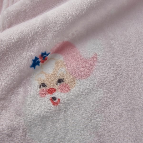 Šviesiai rožinės spalvos iš mikropliušo antklodė ir pledas su Kalėdų motyvu 130x170 cm Vintage Christmas Santa – Catherine Lansfield-image-2