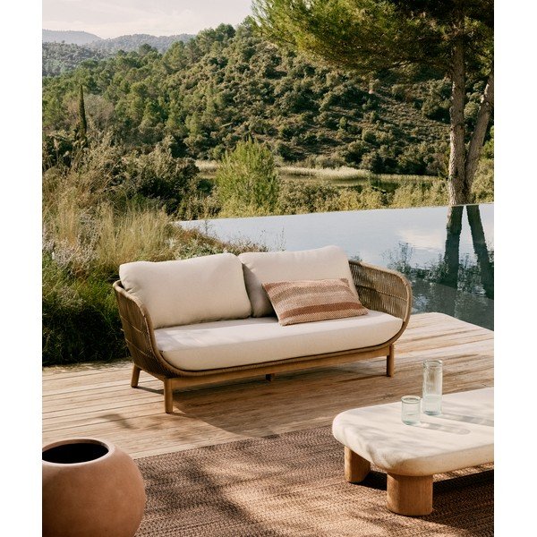 Smėlio spalvos iš audinio sodo sofa Catalina – Kave Home-image-1