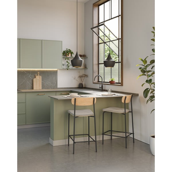 Juodos spalvos/taupe spalvos baro taburėtės 2 vnt. (sėdynės aukštis 66 cm) Adriana – Marckeric-image-1