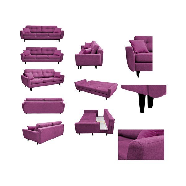 Violetinė trijų vietų sofa-lova su juodomis kojomis Mazzini Sofas Jasmin-image-1