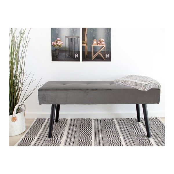 Pilkas aksominis suoliukas Bonami Essentials Skiby-image-1