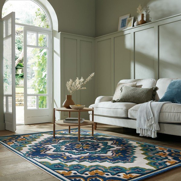 Lauko kilimas mėlynos spalvos 160x230 cm Beach Floral – Flair Rugs-image-1