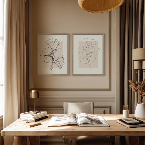 Spausdinti paveikslai su rėmeliu 2 vnt. 30x40 cm Floral Set – Styler-image-1