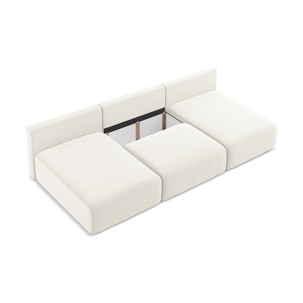 Kreminės spalvos sulankstoma/su sandėliavimo vieta kampinė sofa iš velveto („U“ formos) Kalena – Makamii-image-4