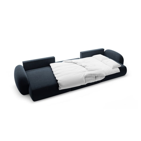 Tamsiai mėlynos spalvos iš šenilinio audinio sulankstoma/su sandėliavimo vieta kampinė sofa („U“ formos) Tonale – Cosmopolitan Design-image-3