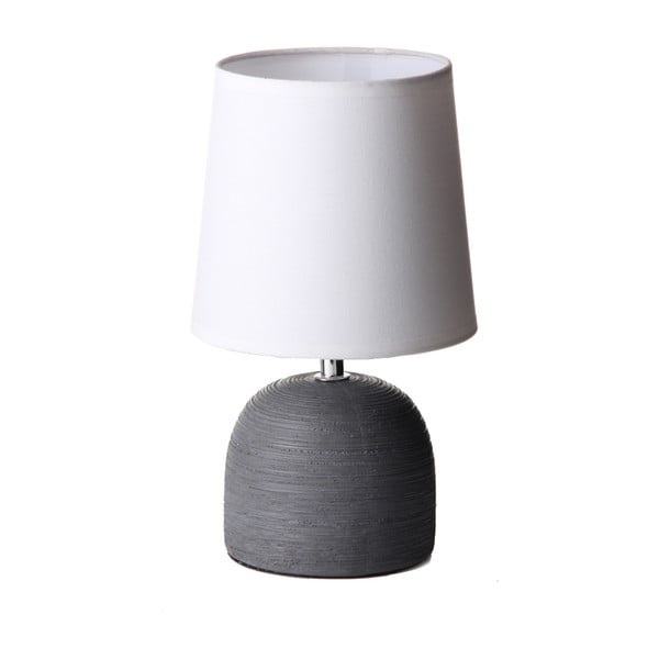 Iš keramikos stalinis šviestuvas pilkos spalvos su tekstiliniu gaubtu (aukštis 27,5 cm) – Casa Selección