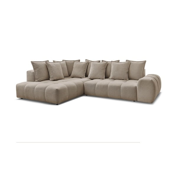 Taupe spalvos iš šenilinio audinio sulankstoma/su sandėliavimo vieta kampinė sofa (su kairiuoju kampu/„L“ formos) Everest – Bobochic Paris-image-3