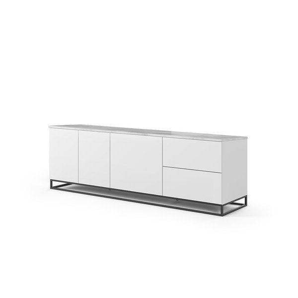 Balta komoda su riešutmedžio stalviršiu ir juodomis kojomis TemaHome Join, 200 x 65 cm-image-2