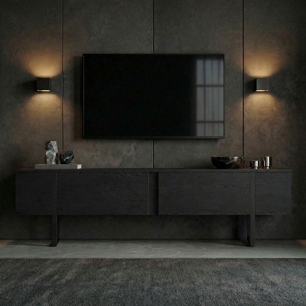 Juodos spalvos TV spintelė 180x50x30 cm Onera – Kalune Design-image-1
