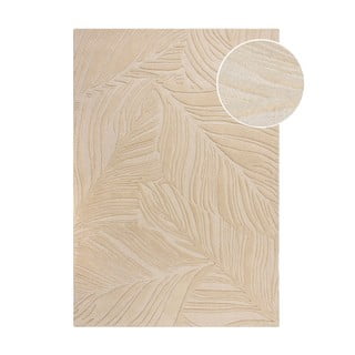 Smėlio spalvos vilnonis kilimas Flair Rugs Lino Leaf, 120 x 170 cm