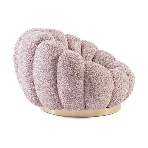 Rožinės spalvos pasukamas krėslas iš boucle Florel – Bizzotto-image-3