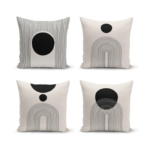 Juodos ir smėlio spalvos užvalkalų rinkinys, 4 užvalkalai 43x43 cm - Minimalist Cushion Covers
