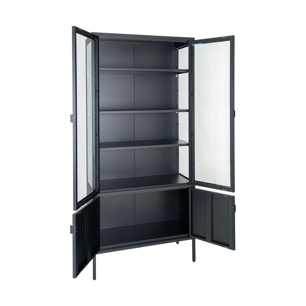Iš metalo vitrina juodos spalvos 80x180 cm Brisbane – House Nordic-image-3