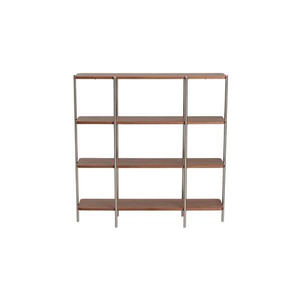 Tamsios natūralios spalvos pastatoma lentyna iš riešutmedžio 120x120x30 cm Lyllo – Ellos Home-image-3