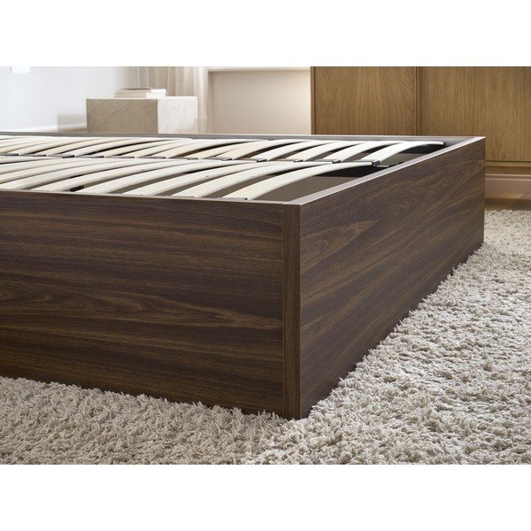 Tamsiai rudos spalvos dvigulė lova iš medžio drožlių plokštės iš beržo su sandėliavimo vieta/be galvūgalio su lovos grotelėmis 140x190 cm Mara – Bobochic Paris-image-3