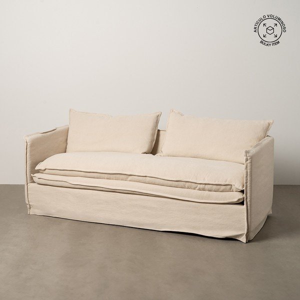 Kreminės spalvos iš lino sofa 210 cm – Ixia-image-1