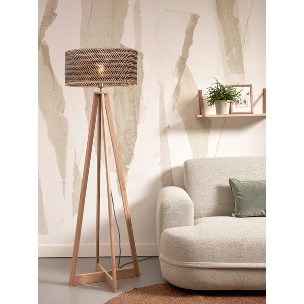 Pastatomas šviestuvas juodos spalvos/natūralios spalvos (aukštis 145 cm) su bambukiniu gaubtu Java – Good&Mojo-image-3