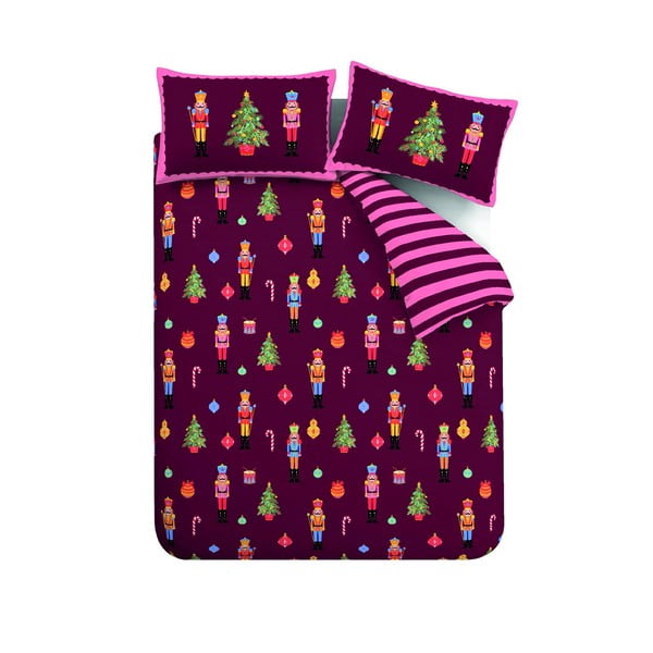 Rožinės spalvos/violetinės spalvos dvigulė/itin ilga patalynė 230x220 cm Nutcracker Stripe – Catherine Lansfield