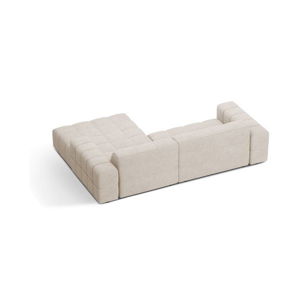 Kreminės spalvos kampinė sofa iš šenilinio audinio (su dešiniuoju kampu/su gultu) Chicago – Cosmopolitan Design-image-2