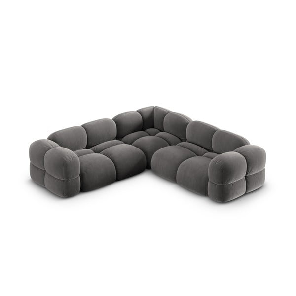 Pilkos spalvos iš velveto kampinė sofa Loretto – Cosmopolitan Design-image-2