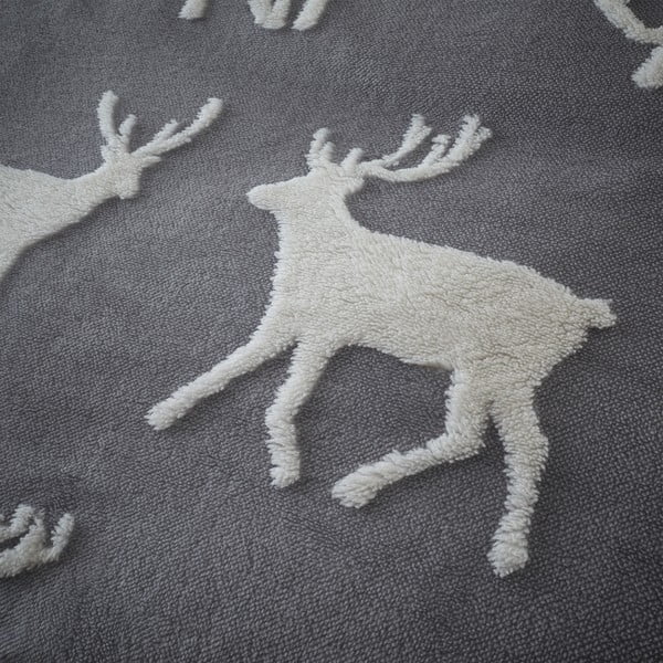 Baltos ir pilkos spalvos patalynė 200x200 cm Stag Sherpa - Catherine Lansfield-image-4