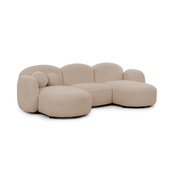 Šviesiai rudos spalvos kampinė sofa iš boucle („U“ formos) Orbit – Ropez