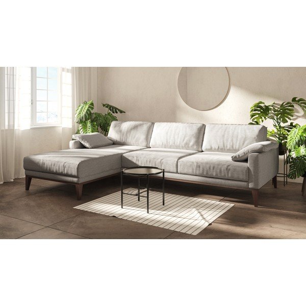 Kreminės spalvos kampinė sofa MESONICA Musso, kairysis kampas-image-1