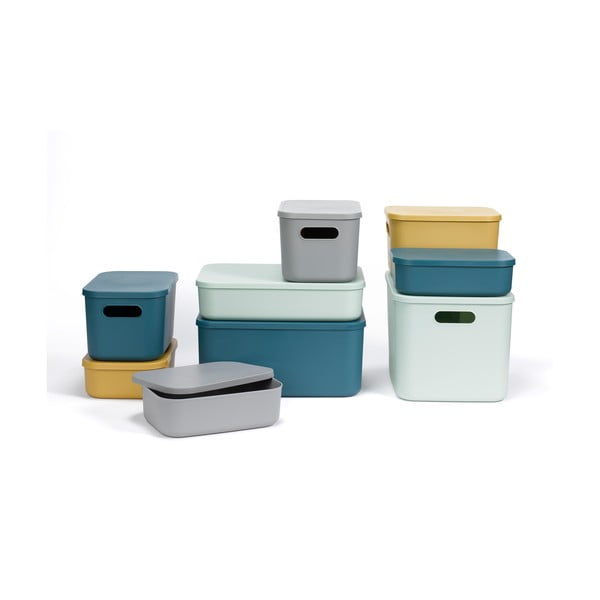 Iš plastiko daiktadėžė pilkos spalvos su dangčiu 35,5x25,5x23 cm – Homéa-image-3