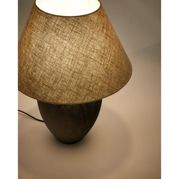 Stalinis šviestuvas juodos spalvos/smėlio spalvos (aukštis 60 cm) su tekstiliniu gaubtu Mercadal – Kave Home-image-3