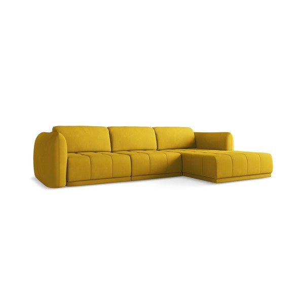 Geltonos spalvos kampinė sofa (su dešiniuoju kampu) Hoku – Makamii-image-2