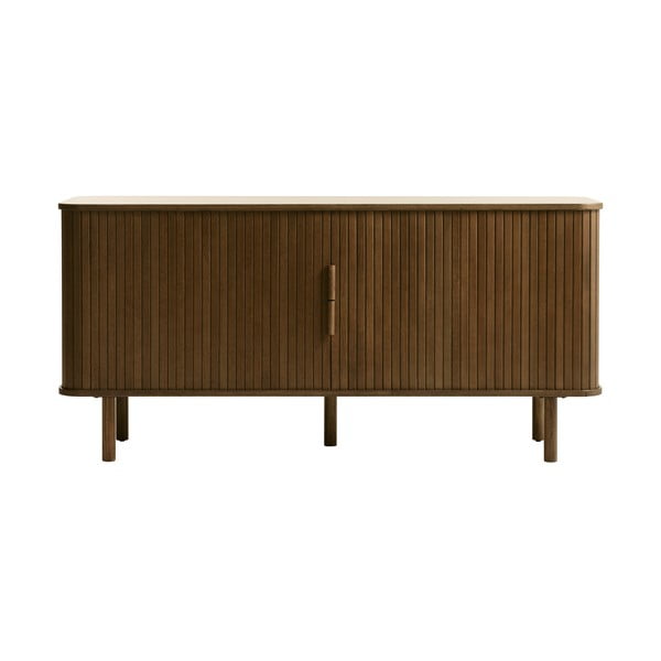 Žema šoninė spintelė rudos spalvos iš ąžuolo su stumdomomis durimis 76x160 cm Cavo – Unique Furniture