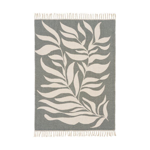 Žalios spalvos/smėlio spalvos iš medvilnės antklodė ir pledas 130x180 cm Loni – House Nordic
