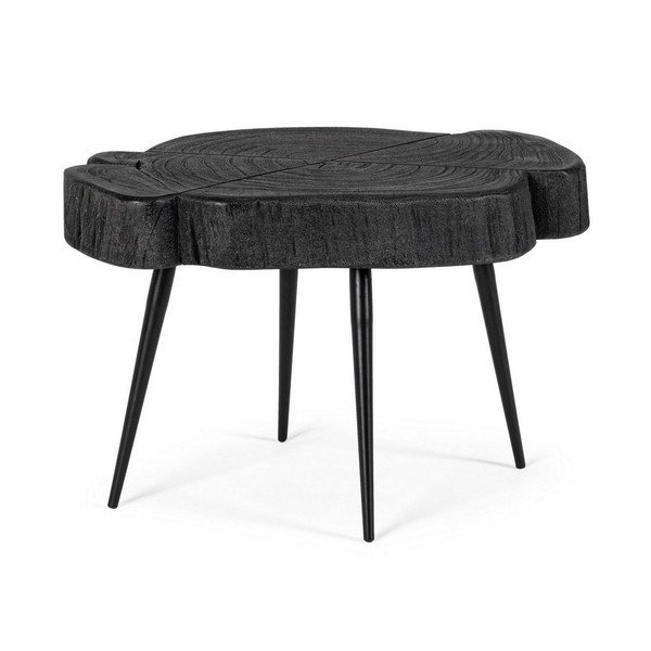 Juodos spalvos kavos staliukas su akacijos stalviršiu 35x46 cm Zakia – Bizzotto
