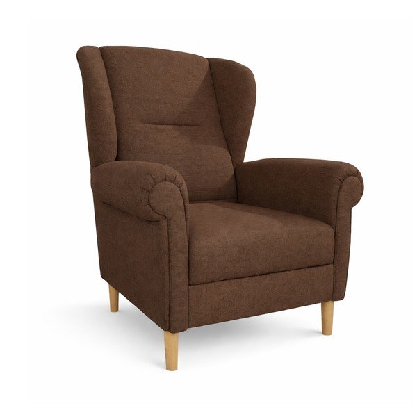 Tamsiai rudos spalvos krėslas su atlošu Swan – Ropez