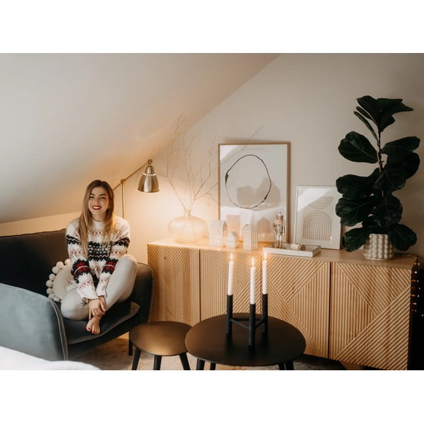 Juoda aliuminio žvakidė Bloomingville Deeb, aukštis 20 cm-image-3