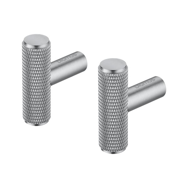 Sieniniai matinės sidabrinės spalvos iš metalo kabliai 2 vnt. Rof – Blomus