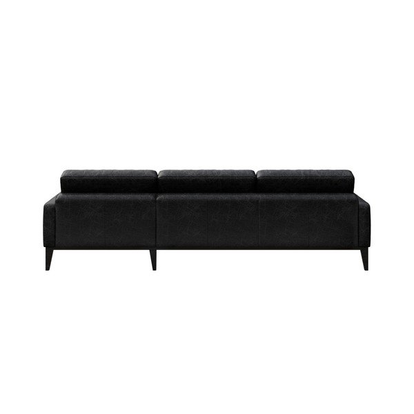 Juoda odinė kampinė sofa MESONICA Musso Tufted, kairysis kampas-image-3
