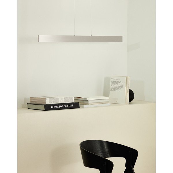 Sidabrinės spalvos kabantis šviestuvas LED su metaliniu gaubtu Boadella – Kave Home-image-1