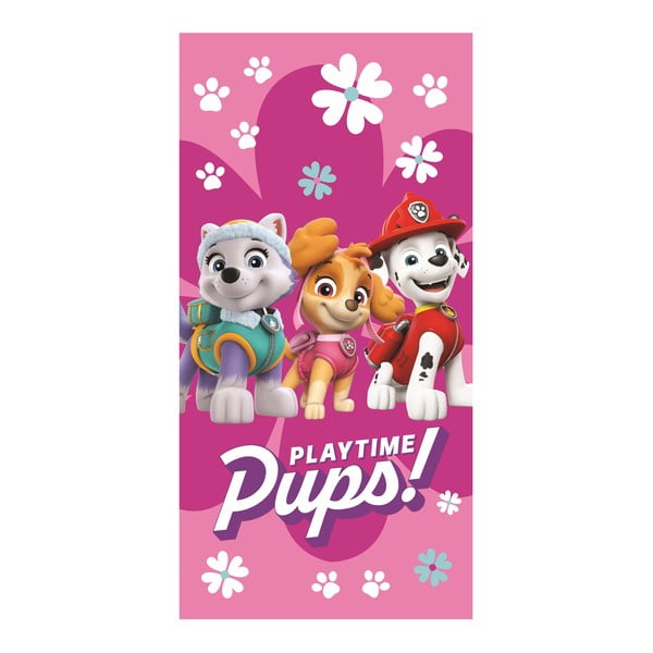 Rožinės spalvos iš medvilnės vaikiškas rankšluostis 70x140 cm Paw Patrol – Jerry Fabrics
