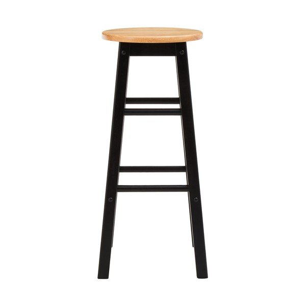 Juodos spalvos/natūralios spalvos iš kaučiukmedžio masyvo baro taburetė (sėdynės aukštis 74 cm) Chester – Premier Housewares-image-2