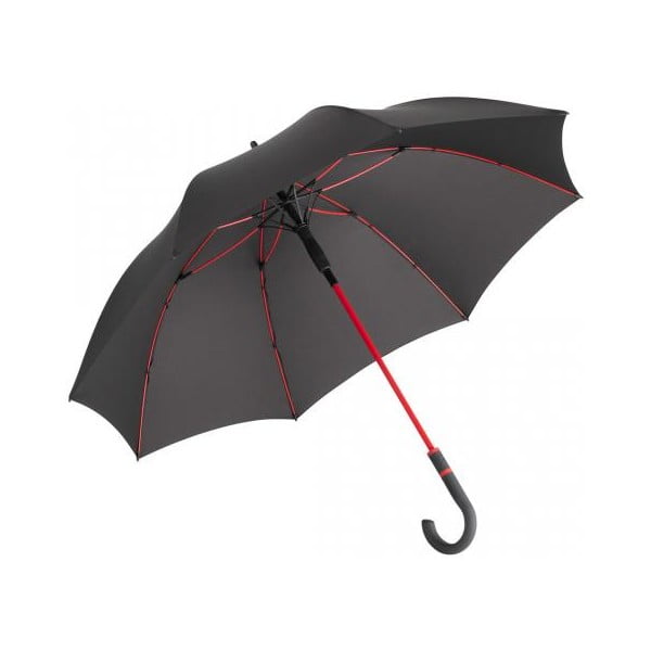 Juodas vėjo nepraleidžiantis skėtis su raudonomis detalėmis "Ambiance Fare Proof", ⌀ 112 cm