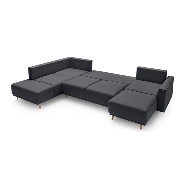 Tamsiai pilka U formos sofa-lova "Bobochic Paris Panoramique XXL Mola", dešinysis kampas-image-4