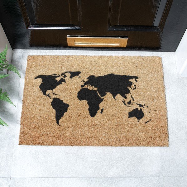 Iš kokoso pluošto grindų kilimėlis 40x60 cm World Map – Artsy Doormats-image-2