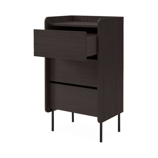 Aukšta šoninė spintelė juodos spalvos iš ąžuolo 60x108,5 cm Wrap – Bonami Selection-image-3
