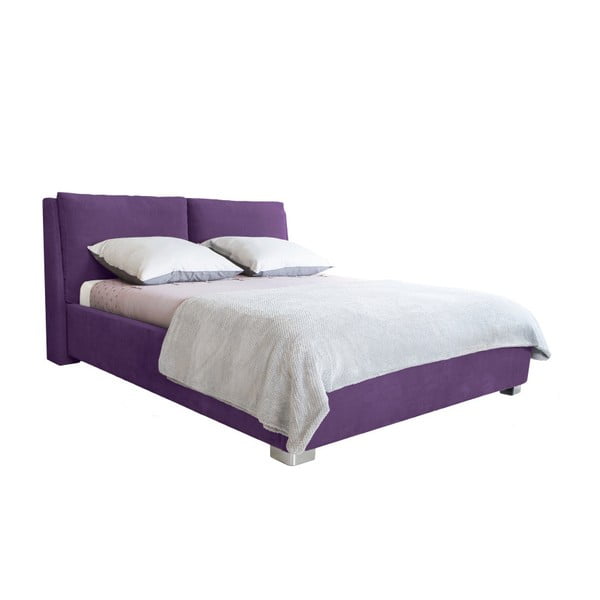 Violetinė dvigulė lova Mazzini Beds Vicky, 180 x 200 cm