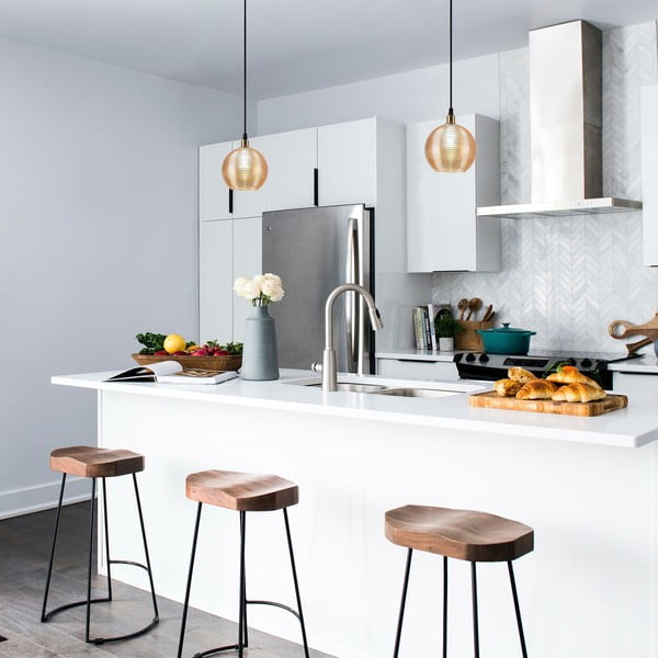 Kabantis šviestuvas ochros spalvos/auksinės spalvos ø 15 cm su stiklo gaubtu Muzo – Opviq lights-image-1