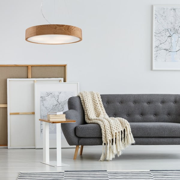 Kabantis šviestuvas rudos spalvos ø 47 cm su stiklo gaubtu Eveline – LAMKUR-image-2