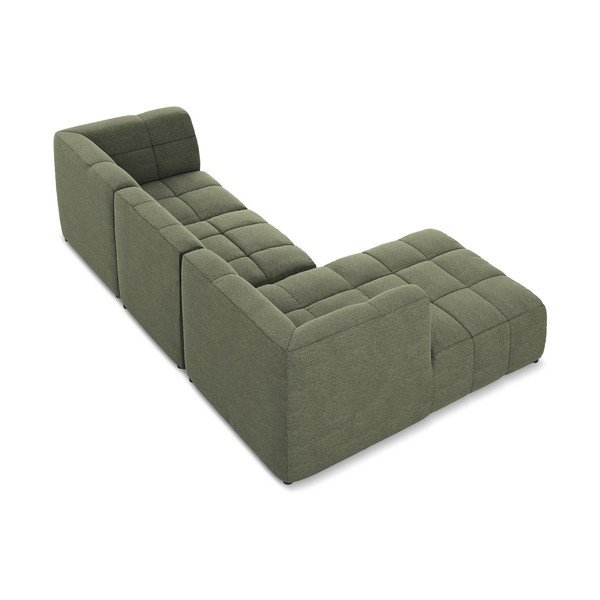 Žalios spalvos kampinė sofa iš boucle (su kairiuoju kampu/su gultu) Aloha – Makamii-image-4